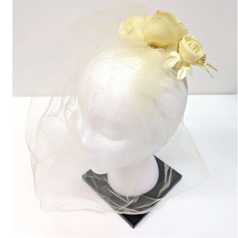 Vintage Yellow Tulle Floral Fascinator Hat
